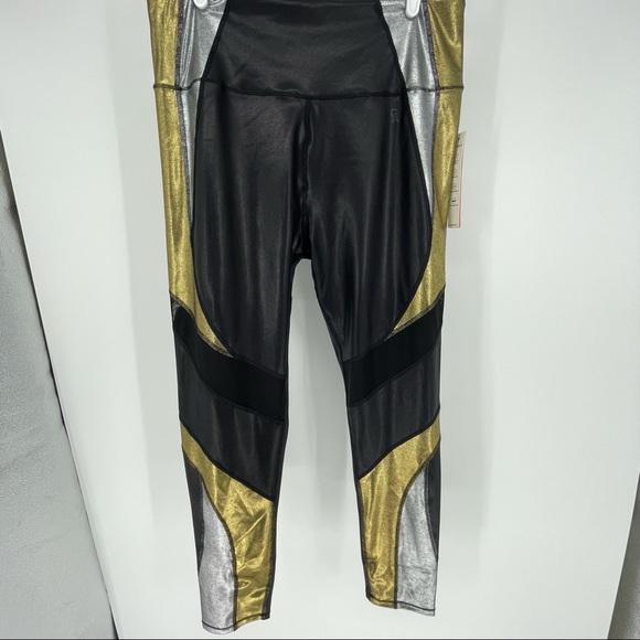 GOOD AMERICAN NWT BONDED MESH CURVE LEGGINGS METAL - Picture 2 of 7